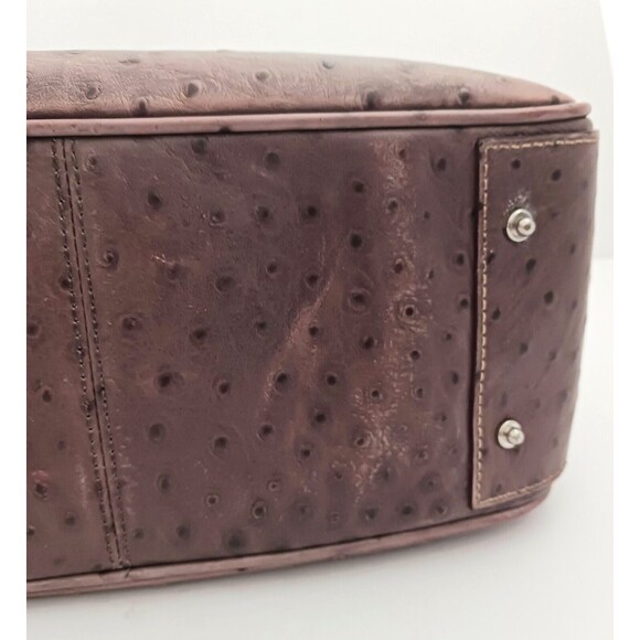 VTG Dooney & Bourke Ostrich Satchel Taupe Brown w Crossbody Strap - Picture 7 of 16